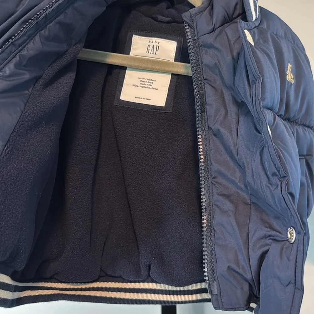 Baby GAP Navy and Cream Puffer Jacket Boys 12-18 Months EUC